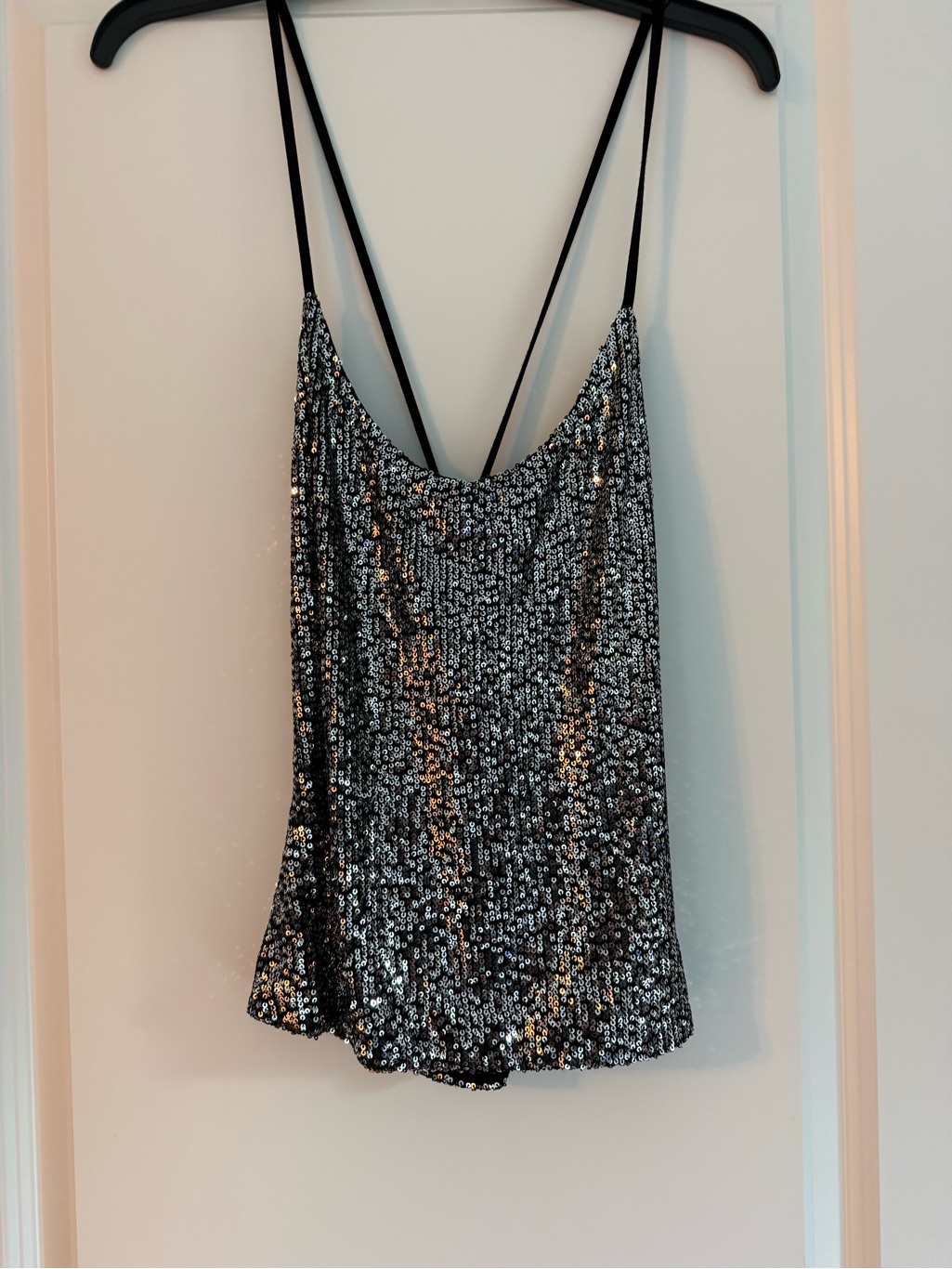 Elan Silver Sequin Spaghetti-Strap Cami
